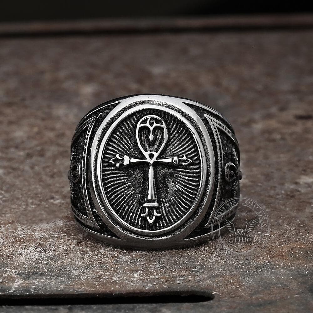 Ankh Key Of Life Stainless Steel Egyptian Ring - Gthic.com