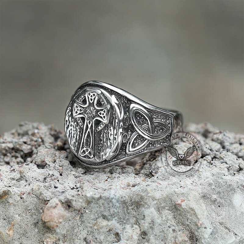 Celtic Cross Knot Stainless Steel Ring-Gthic.com