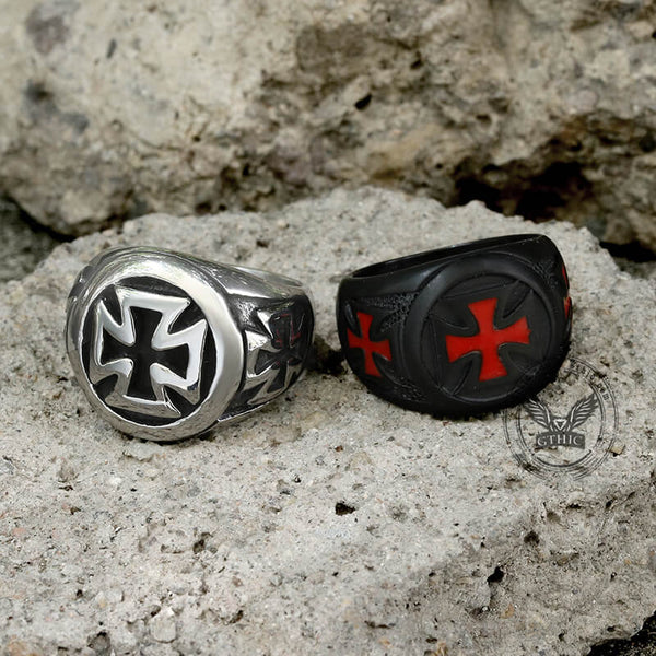 Crusader Iron Cross Stainless Steel Ring-Gthic.com