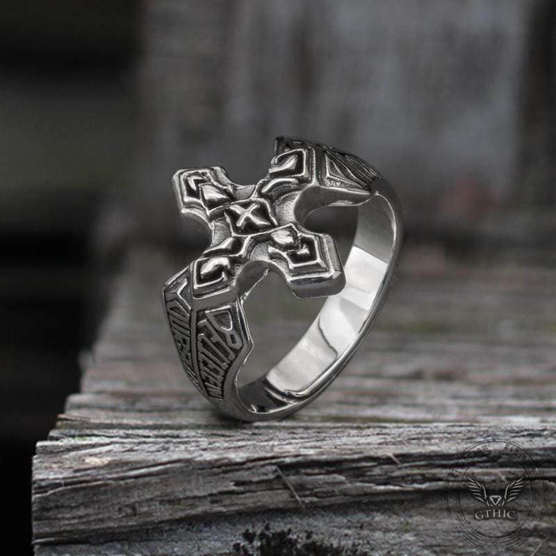 Christian Cross Sterling Silver Ring - Gthic.com