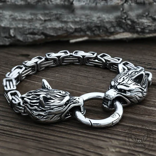 CELTIC WOLF STAINELSS STEEL BEAST VIKING BRACELET - Gthic.com