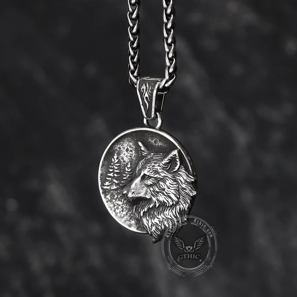 Guardian Wolf Stainless Steel Viking Pendant - Gthic.com