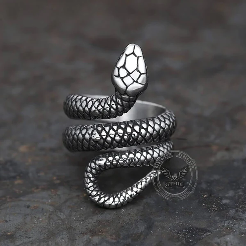 COILED SNAKE STAINLESS STEEL RING-Gthic.com