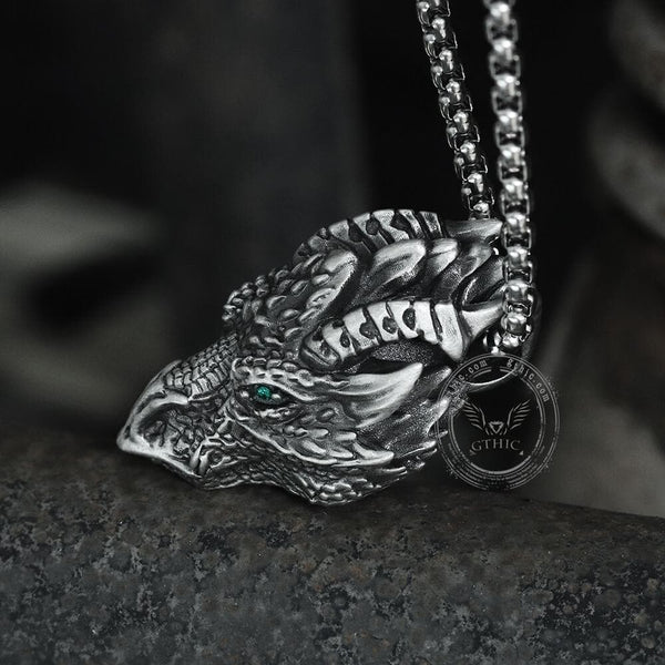 SILVER DRAGON PURE TIN NECKLACE - Gthic.com