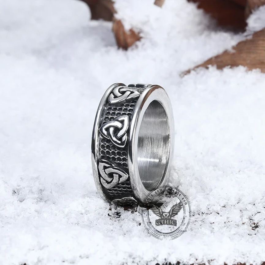 WARRIOR TRIQUETRA STAINLESS STEEL VIKING RING - Gthic.com