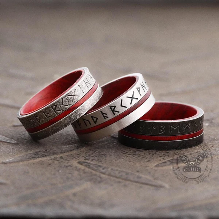NORSE VIKING RUNES STAINLESS STEEL RING - Gthic.com