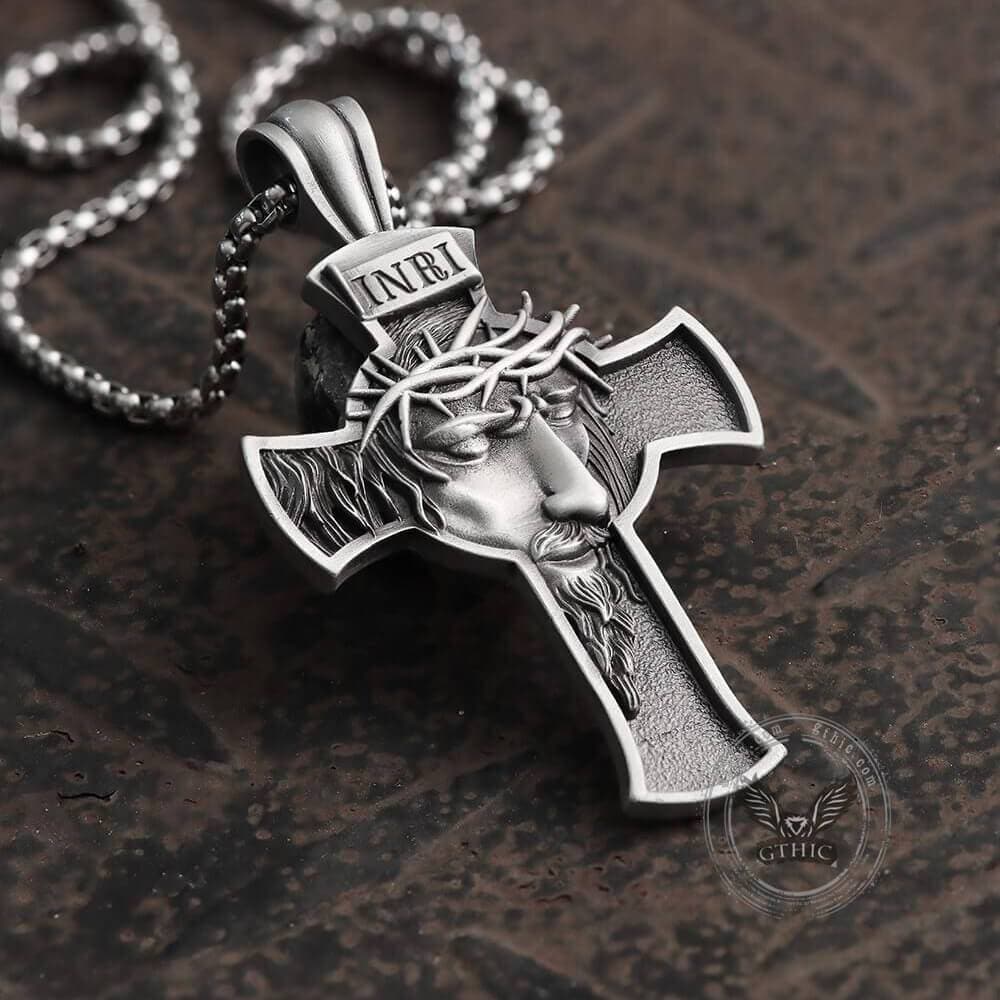INRI Christian Cross Pure Tin Necklace-Gthic.com