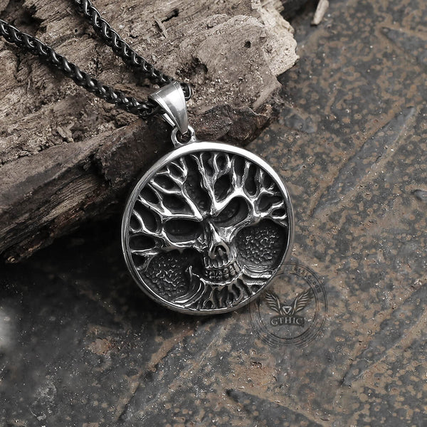 Gothic Skull Tree of Life Stainless Steel Pendant - Gthic.com