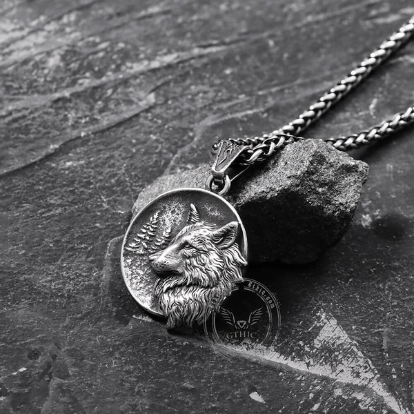GUARDIAN WOLF STAINLESS STEEL VIKING PENDANT - Gthic.com