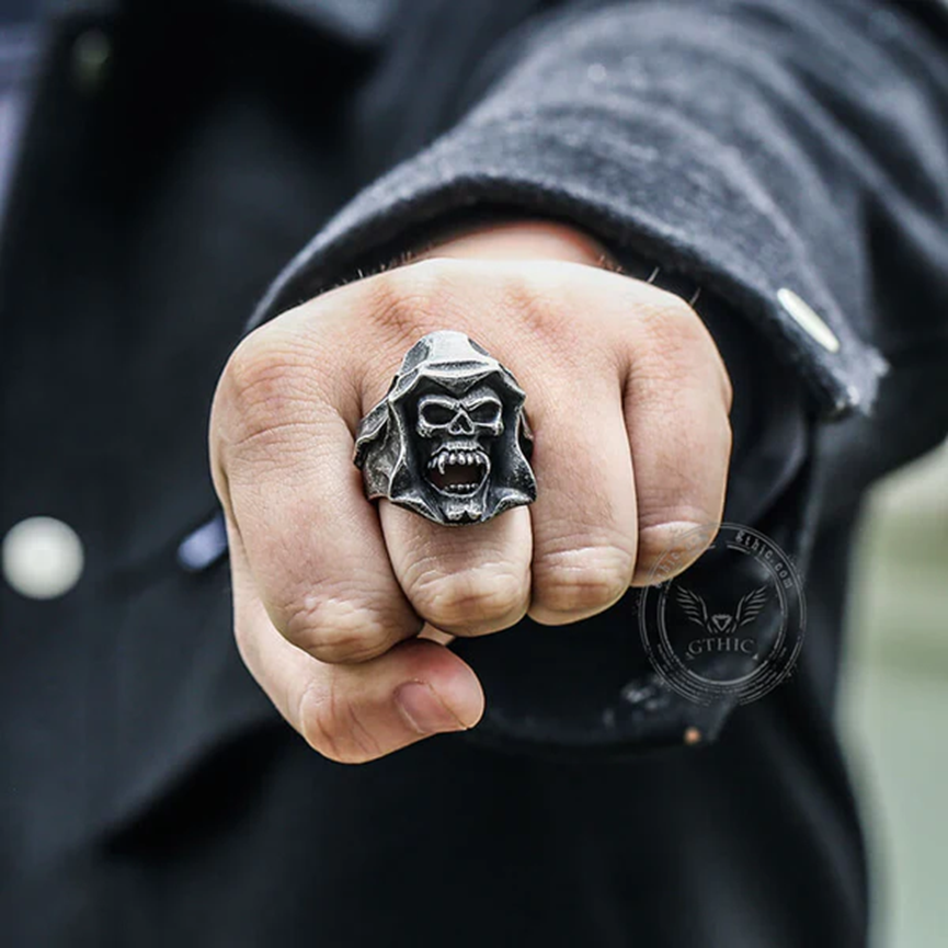 GOTHIC THE DEATH SKULL STAINLESS STEEL RING - Gthic.com