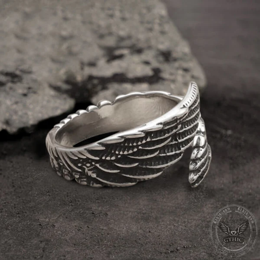 ANGEL WING STAINLESS STEEL RING-Gthic.com