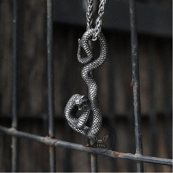 COILED SNAKE STAINLESS STEEL PENDANT-Gthic.com