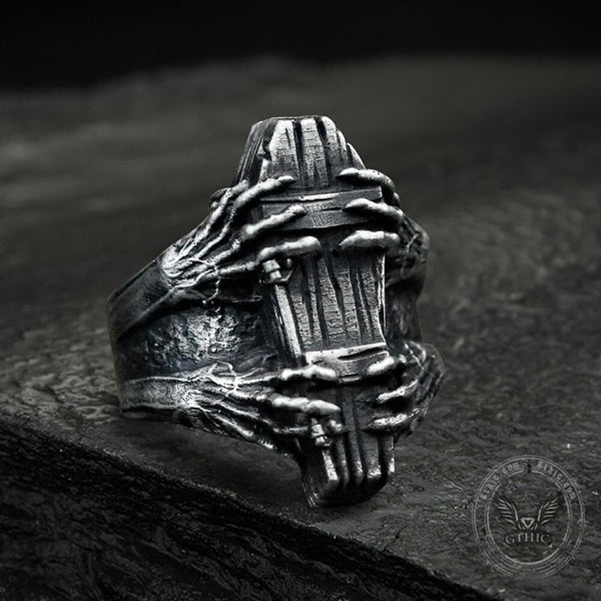 GHOST CLAW COFFIN STAINLESS STEEL RING-Gthic.com