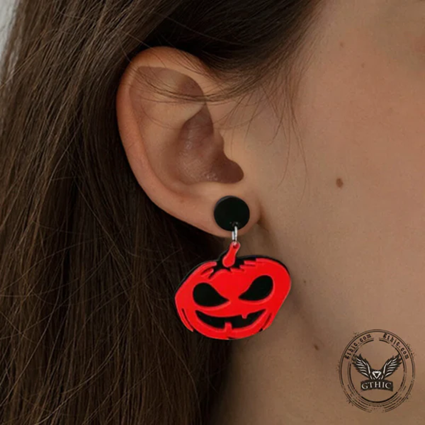SPOOKY PUMPKIN ACRYLIC HALLOWEEN EARRINGS - Gthic.com