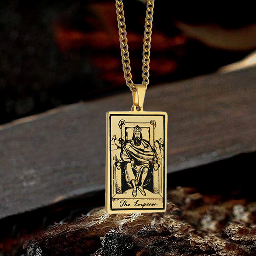 THE EMPEROR TAROT CARD STAINLESS STEEL NECKLACE - Gthic.com