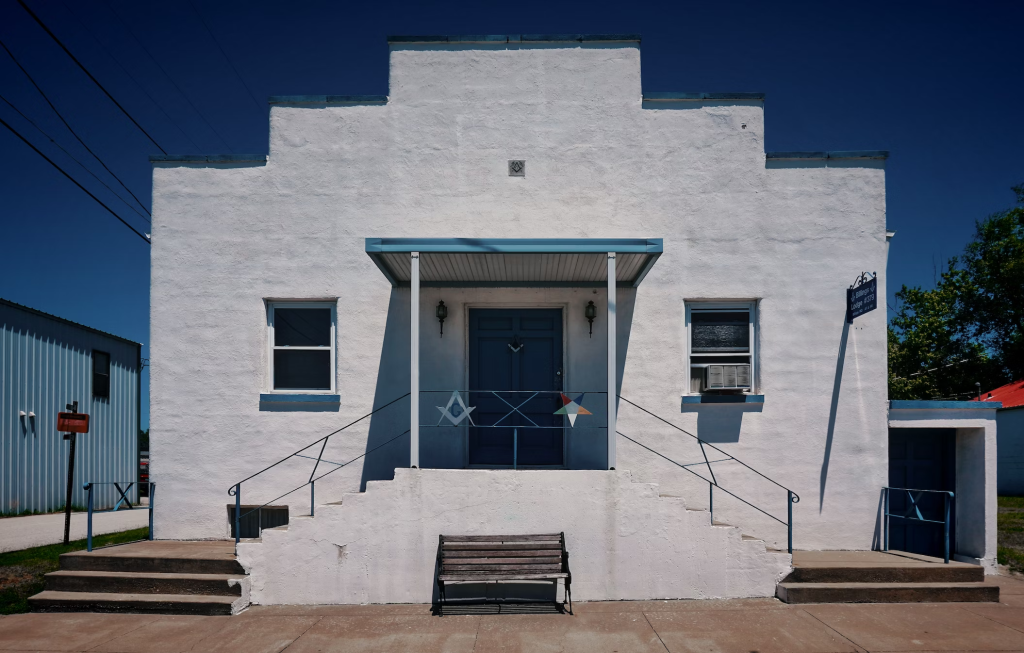 A Masonic building with square and compass symbol-Gthic.com