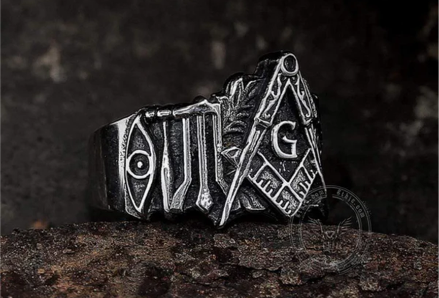 CLASSIC MASONIC SYMBOL STAINLESS STEEL FREEMASON RING-Gthic.com