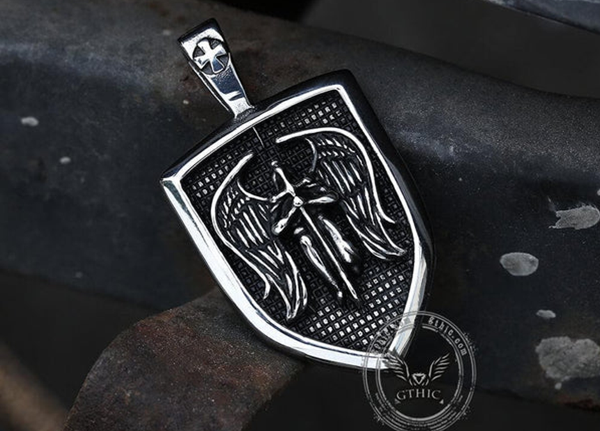 ARCHANGEL SAINT MICHAEL SWORD STAINLESS STEEL PENDANT -Gthic.com