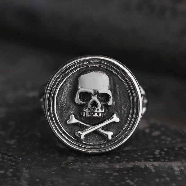 JOLLY ROGER SIGNET STAINLESS STEEL RING-GTHIC.COM