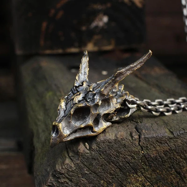 Dragon Sterling Silver Mens Skull Necklace - Gthic.com