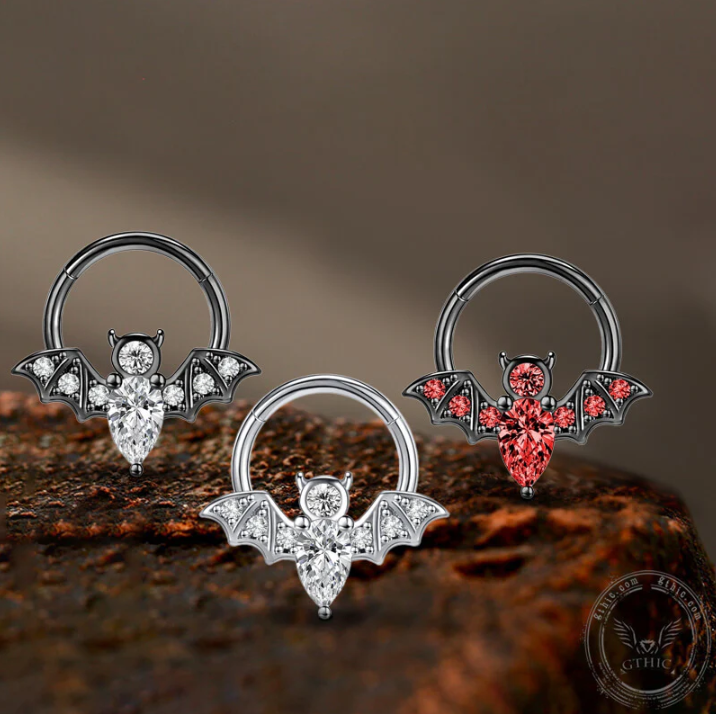 16g bat stainless steel hinged nose ring-Gthic.com