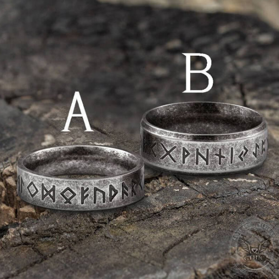 vintage viking runes stainless steel ring-Gthic.com