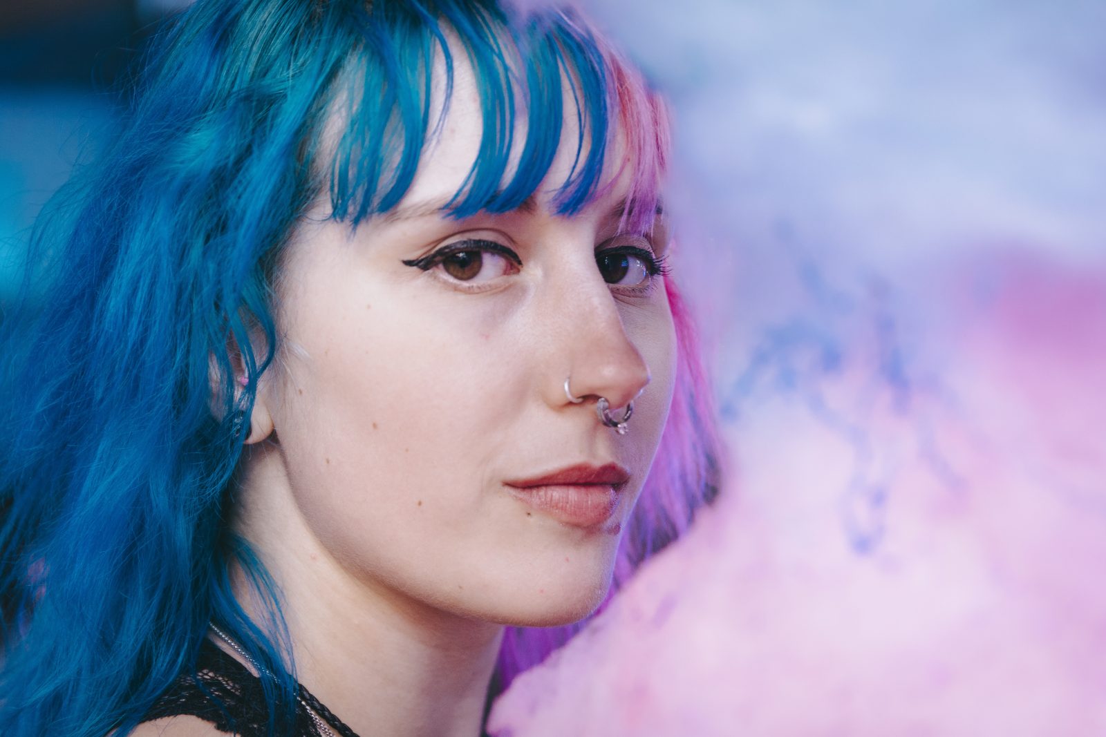 a woman wearing titanium piercing jewelry